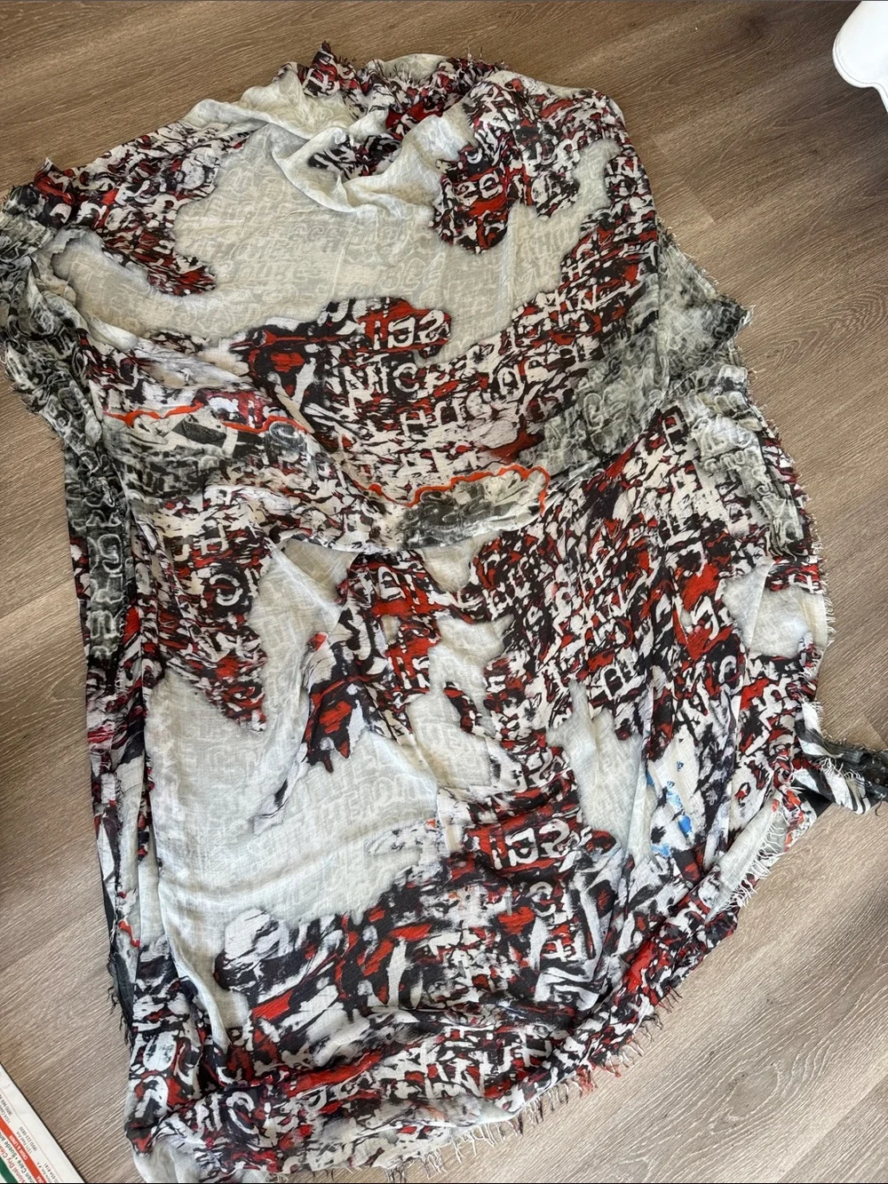 Lightweight Red & Gray Patterned Women's Scarf